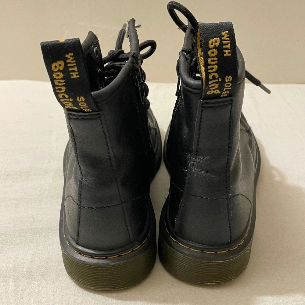 Dr. Martens 1460 J Kids Size 3 Black Leather Combat Boots Distressed Play